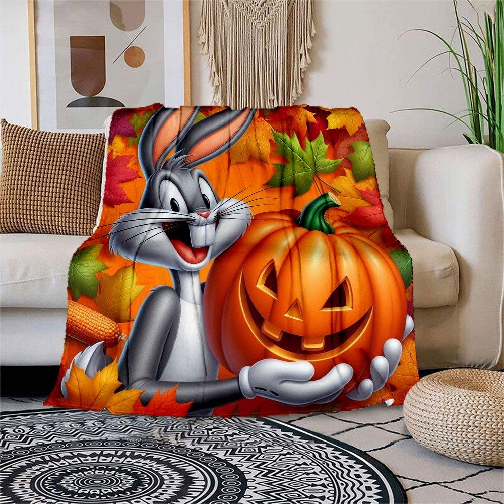 

Halloween Bugs Bunny Pumpkin PosterBlanket Flannel Throw Blanket for Sofa, Bed, Travel, Camping, Office 100x150cm