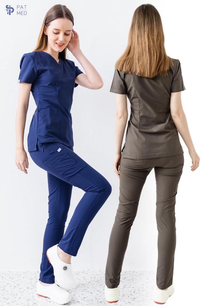 PAT-MED JOY Scrub, Unisex, Stretch, Antibacterial, Opaque, for Women (Small, Navy)