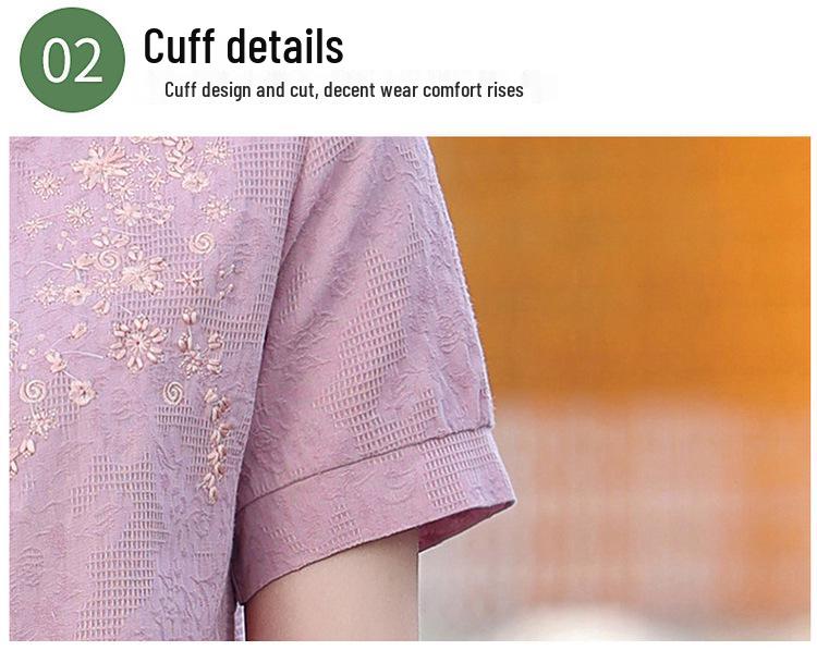 Stylish Summer Cotton Linen T-shirt & Small Cardigan for Moms, Mother-in-law Gift, Middle-aged & Elderly Women's Thin Top