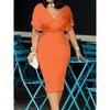 JPNTKY Women's Fashion Summer Spring Solid Color Print V-Neck Short Sleeve  Casual Dresses