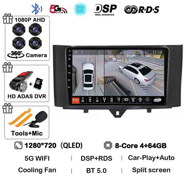 Android 14 Carplay Car Radio For Mercedes Benz Smart Fortwo 2006 -2011 2012 2013 2014 2015 Multimedia Video Player GPS Stereo 4G