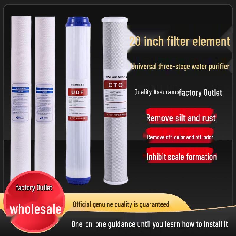 20" Three-Stage Pre-Filter Cartridge for Whole House Water Vending System - White and Blue Bottles