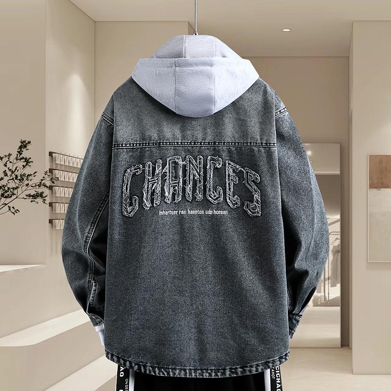 New Denim Jacket for Men In Autumn and Winter New American Lapel Embroidery Washing Handsome Loose Fashionable Jacket