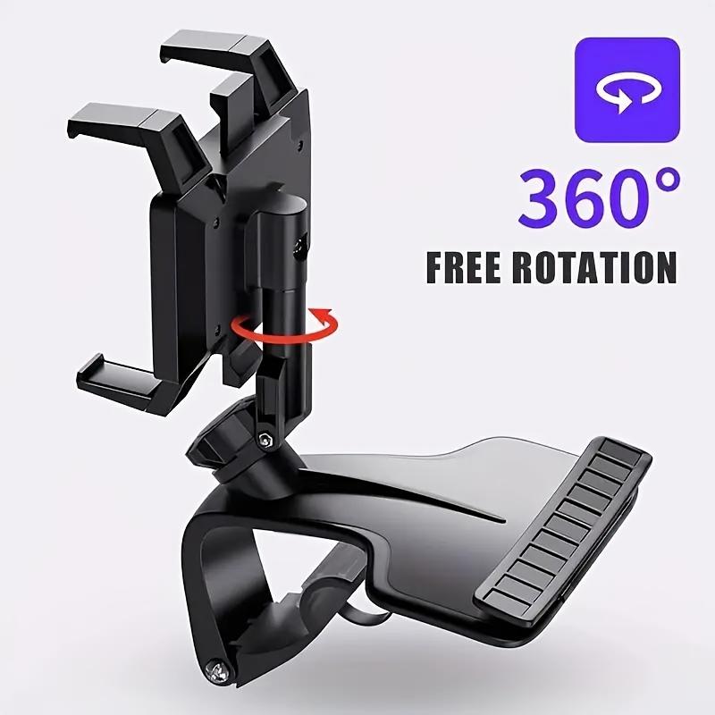 

Вращающееся на 360° крепление для телефона на приборную панель автомобиля с держателем парковочной карты, регулируемая Г-образная конструкция, водонепроницаемый материал ABS, креативный, навигация чёрный