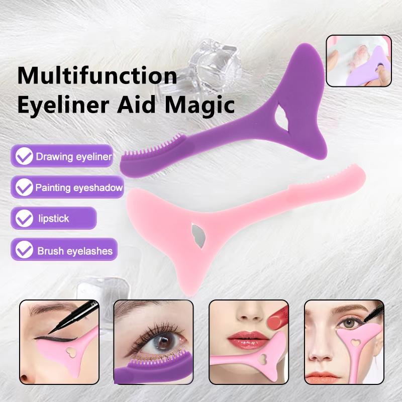Multi-Functional Eyeliner Stencil Wing Tips Silicone Eyeliner Aid Drawing Lipstick Wearing Assistant Baffle Reusable Makeup