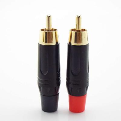 RCA samec napájecí konektor pozlacený adaptér pigtail reproduktor pro 6mm audio kabel černá červená barva