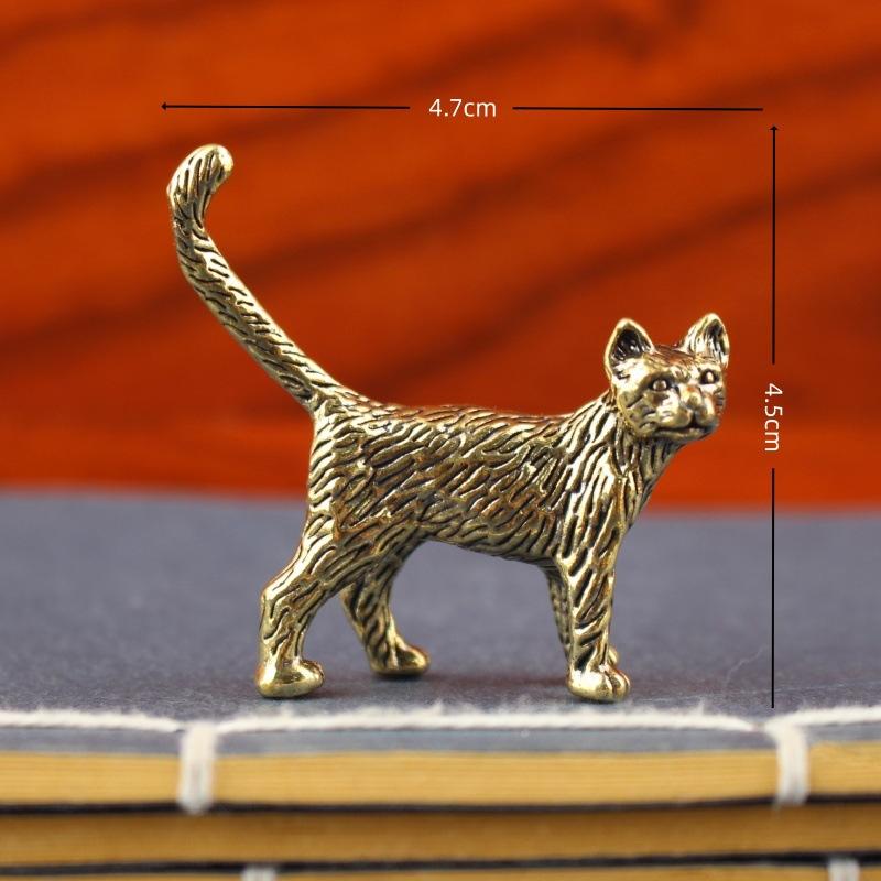 Unique Handcrafted Metal Cat Figurine Set - Artistic Home Ornament with Electroplated Brass for Special Occasions
