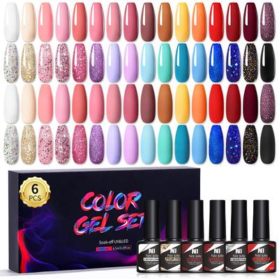 Nail Polish Glue Kit, Nail Art 6Pcs Box Barbie Glue, Nail Color Glue Phototherapy Glue