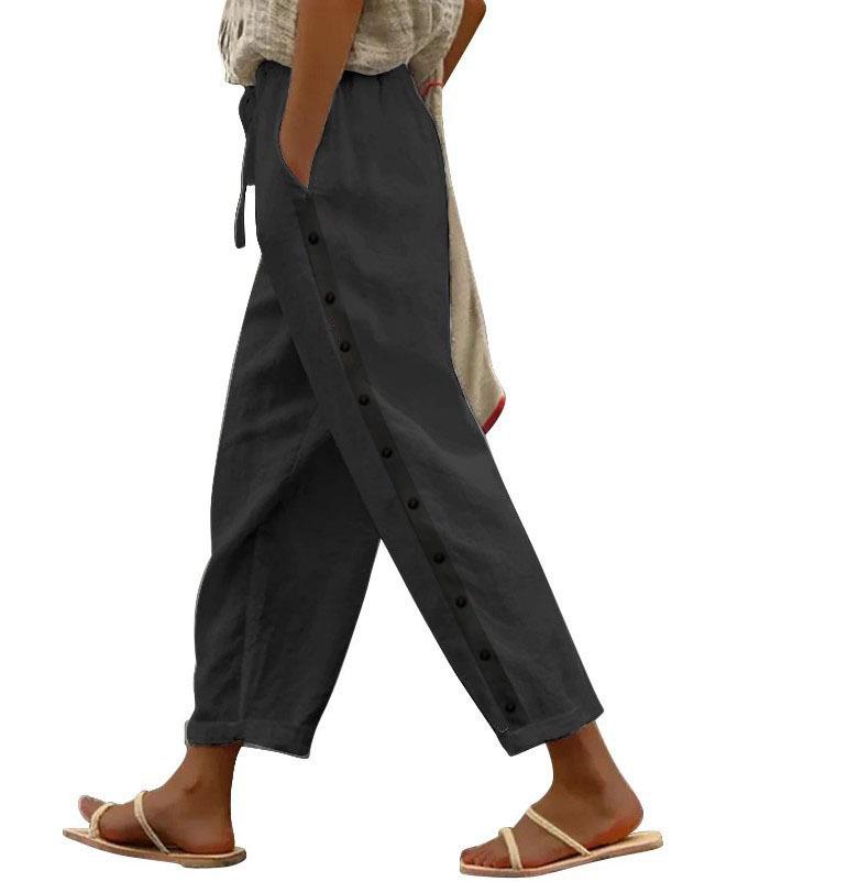 2024 Autumn Women's Elastic Waist Loose Cropped Pants - Versatile Casual Style