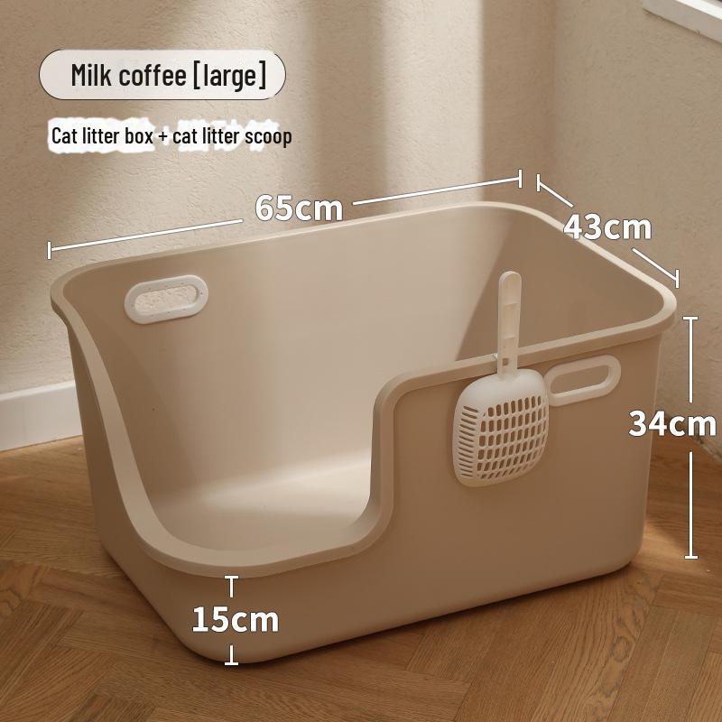 Halvsluten, överdimensionerad, stänksäker kattlåda - Lätt att rengöra för husdjur