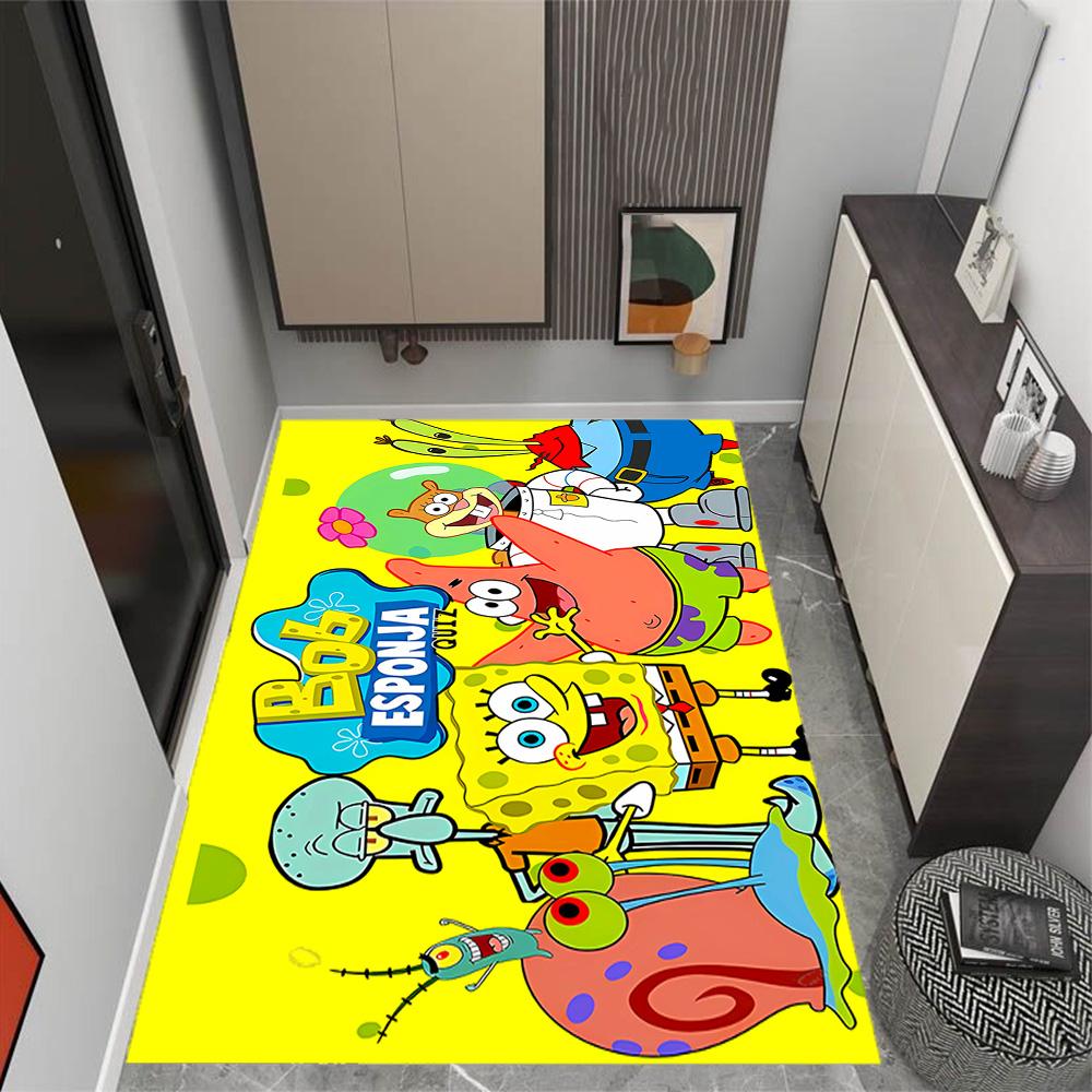 Spongebob Squarepants Adventure Themed Anti-Slip Rugs - Polyester Home Decor, Suitable for Bedrooms, Living Rooms, Doorways, Studios, and Decorations