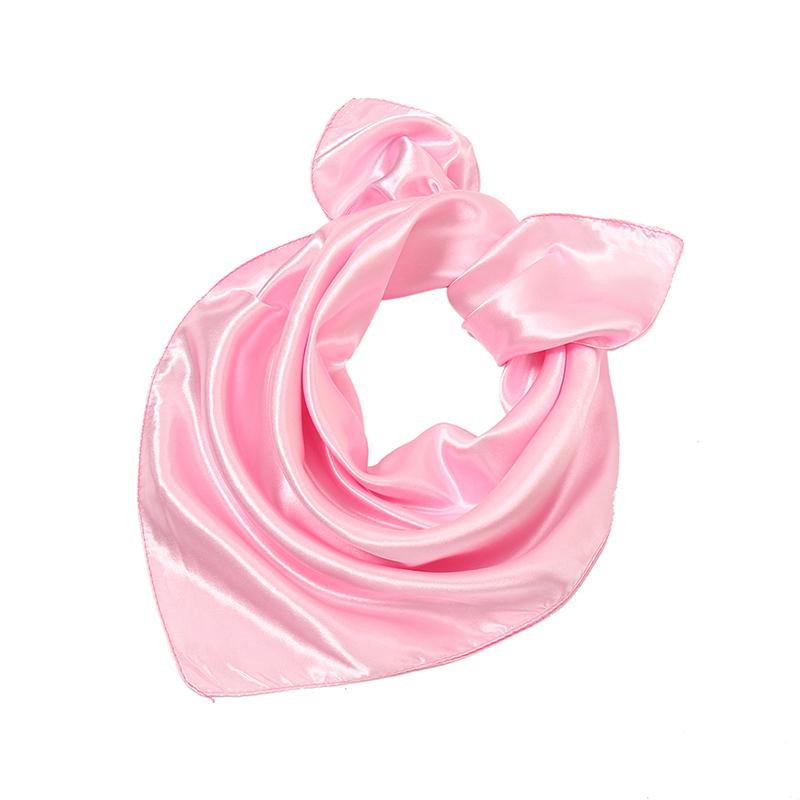 Fashion Satin Silk Square Scarf For Muslim Women Solid Color Soft Bandana Ladies Headband Casual Scarves 60*60Cm