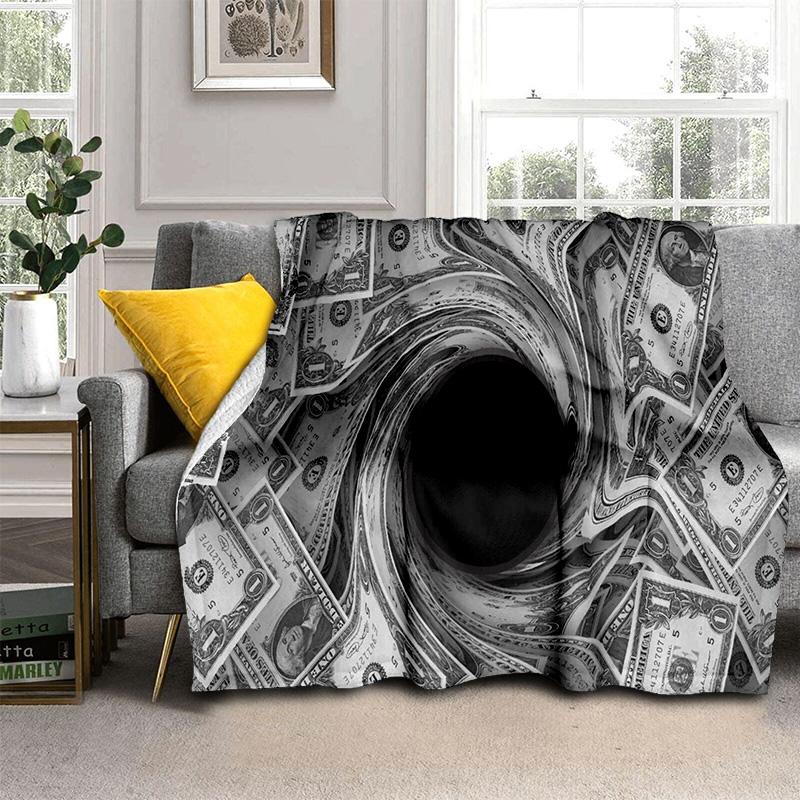 Coperta Ricca con Motivo di Dollari Euro in 3D, Coperta Morbida da Lancio per Casa Camera da Letto Letto Divano Picnic Viaggio Ufficio Coperta Copertura Bambini