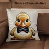2D Cute Duck Bow-Tie Pattern Decorative Pillow Covers Pattern Cushion Cover Suitable For Sofa Bedroom Car Pillow Cover