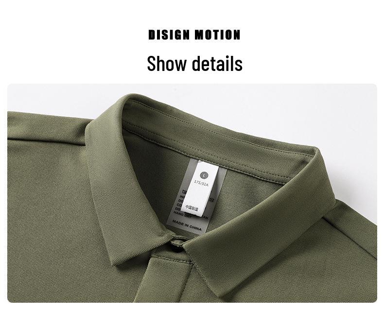 Premium Brand Men's Quick-Dry Golf Polo Shirt with Stand-Up Collar - High-End Design