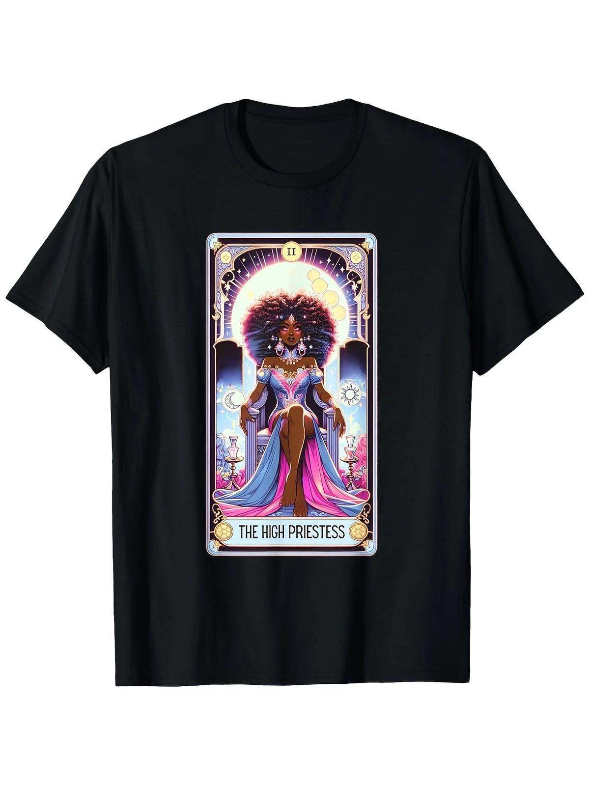 Mystical Celestial High Priestess Tarot Card T-Shirt Graphic Spiritual Tee XXXXL