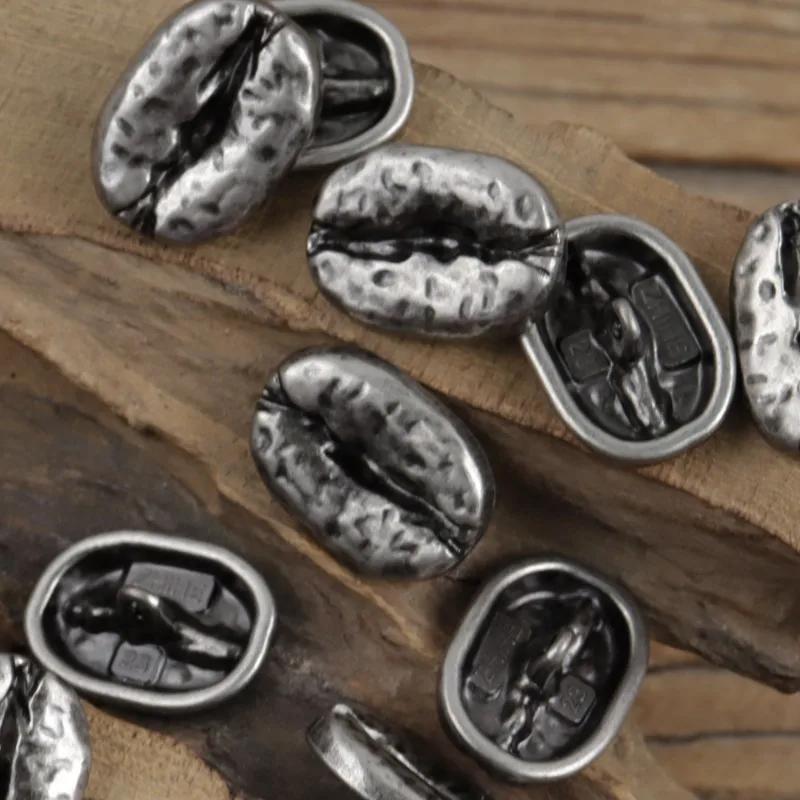 6ks kávových zrn Kovový výklenek Retro stříbrný bílý svetr bunda starožitný zlatý kabát knoflíky