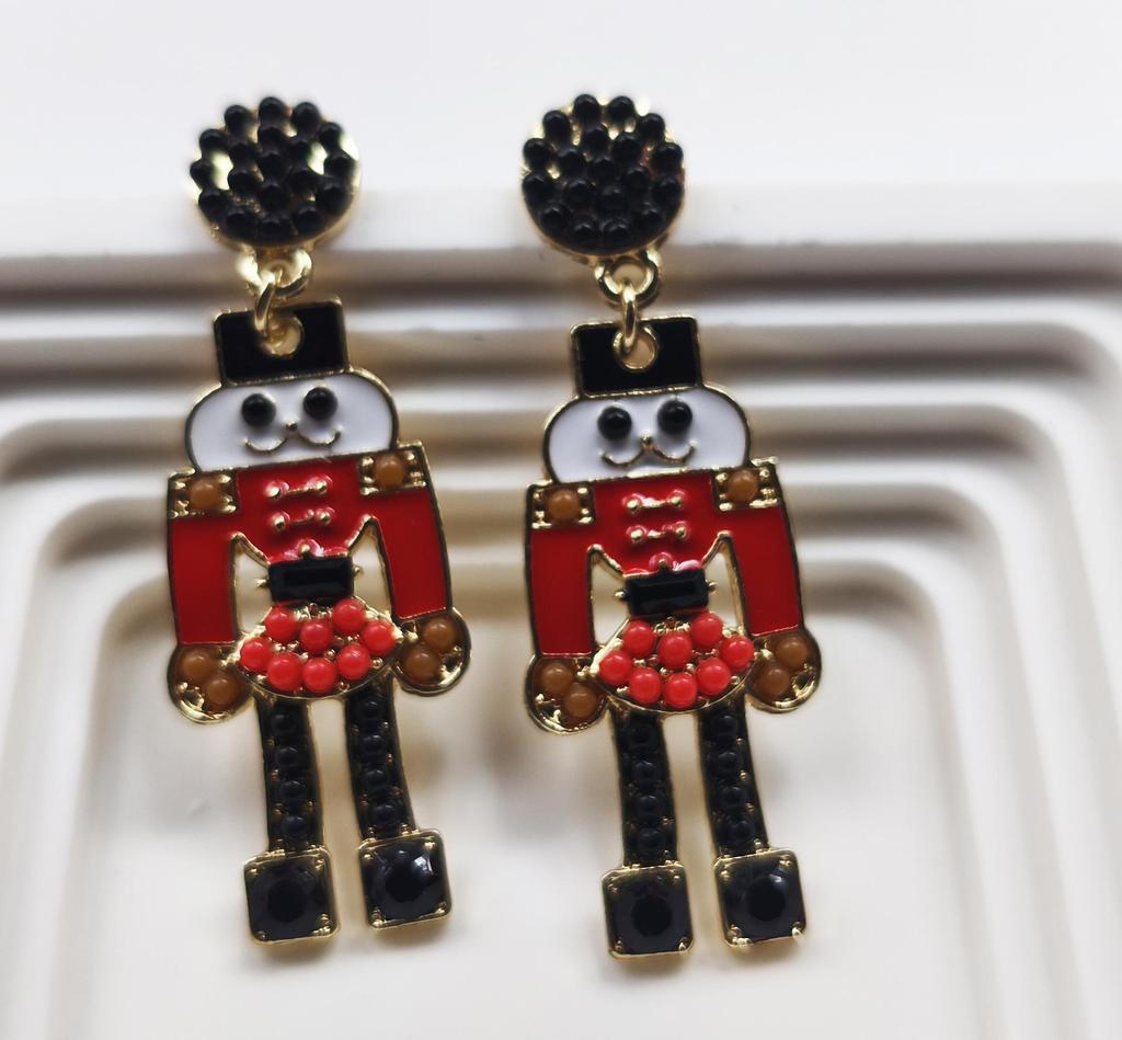 Handmade Christmas Tree & Star Bead Earrings