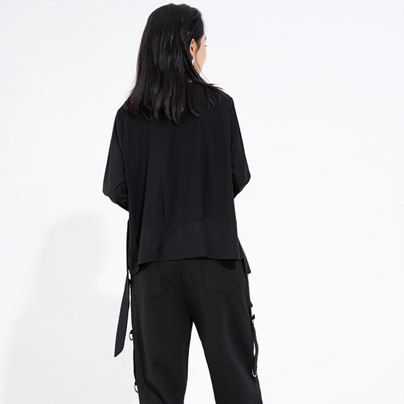 Long Sleeve Oversized Black Vintage Casual Loose Spring Autumn T Shirt Tops Women T-shirt