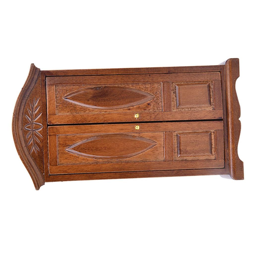 1:12 Scale Mini Vintage Wooden Double Door Closet Wardrobe Dolls House Accessory Dollhouse
