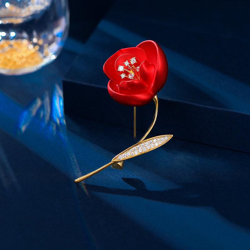 

2024 осень и зима новая одежда, блейзер, платье, ципао, аксессуары, антибликовая краска для выпечки, красная брошь в виде цветка красный