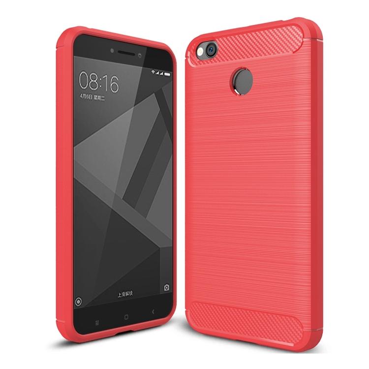 

Для Xiaomi Redmi 4X Чохол з матовою текстурою під вуглецеве волокно, протиударний, захисний, з ТПУ червоний