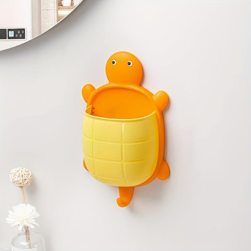 

Cute Hanging Bathroom Storage Basket With Hook Punch Free Wall Mounted Plastic Box Durable Storage Container жёлтый