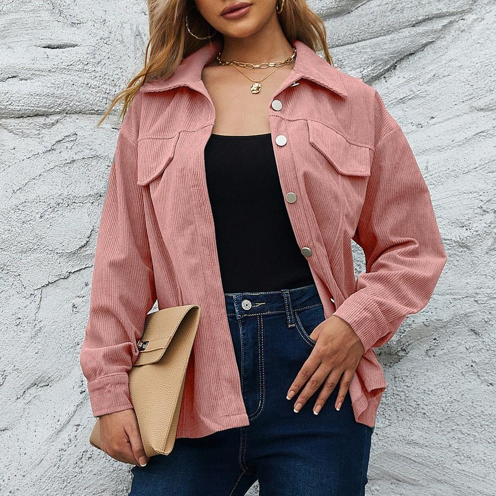 Women's Fashion Button-Down Casual Plaid Long Sleeve Jacket Top