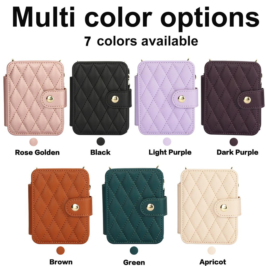 Crossbody Wrist Strap Wallet Card Holder Phone Case for Samsung Galaxy Z Flip 7 6 5 4 Flip6 Flip5 Flip4 Flip3 Leather Bag Cover