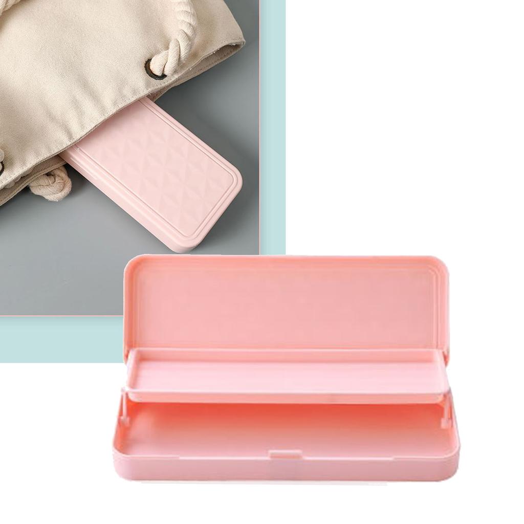 Doppelschichtige Schreibwarenbox in reiner Farbe mit großer Kapazität, Palstic Pencil Stationery Organizer Case