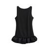Spring New Solid Color Pullover Round Neck Sleeveless Backless Three-dimensional Hem Ballet Short Dress Women
