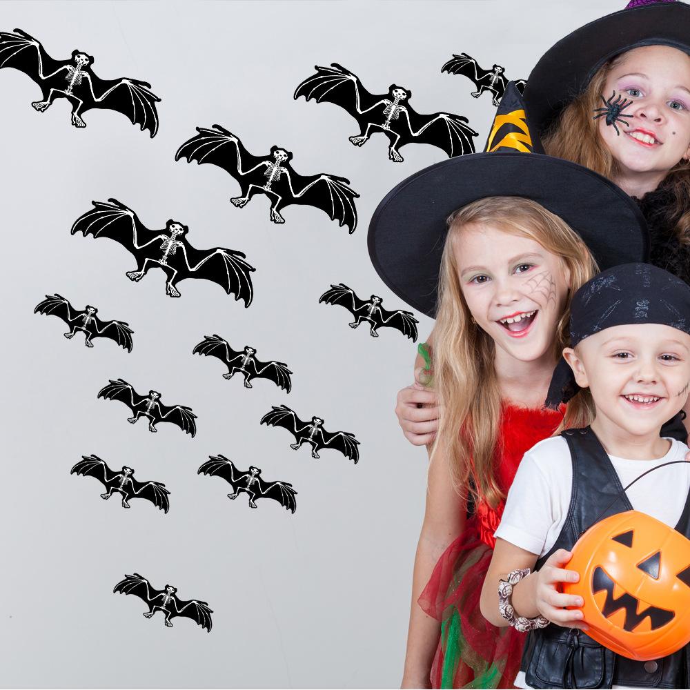 Halloween Decorative Stickers Bat Luminous Haunted House Ghost Festival Scene Props Horror Stickers Wall Stickers