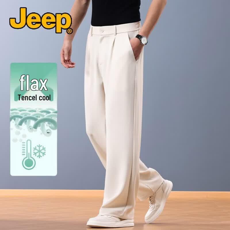 JEEP Men s Linen Tencel Straight-Leg Casual Pants XXXL