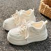 High-value Summer New Mesh Breathable Little White Shoes Women's Milk Fufu with Skirt Thick-soled Heightening Board Shoes Women