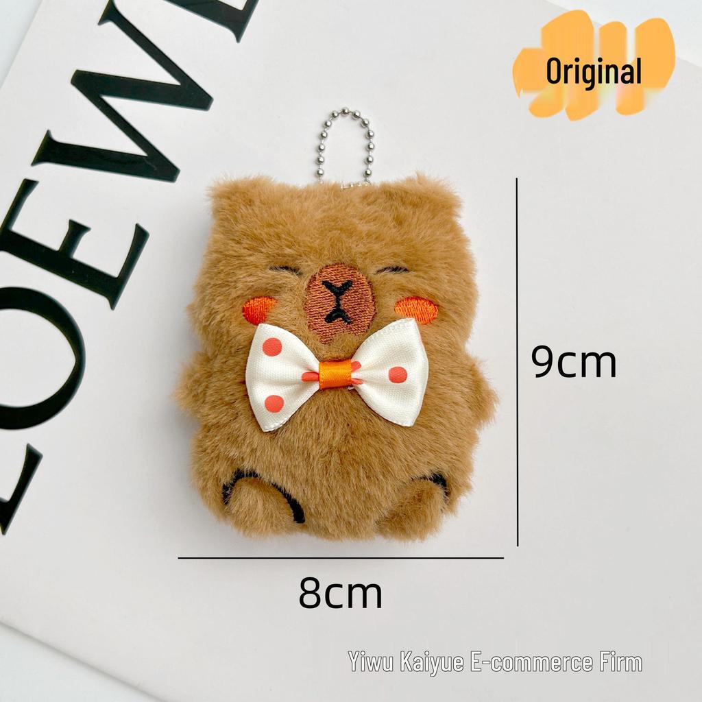 Siamese Cat & Capybara Star Plush Keychain with Squeaky Pendant