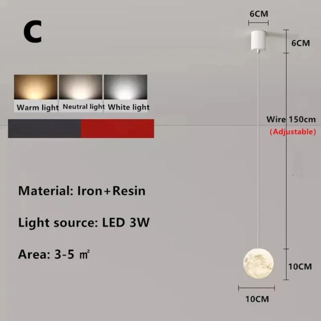 New Sleek, Contemporary, and Modern Minimalist Lunar Astronaut Bedside Pendant Lights for Children's Room - Small Bedroom Wall D