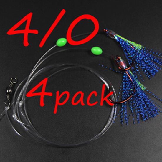 4 torby 3/0 4/0 5/0 czerwony nikiel okrągły haczyk duży Flash Sabikis łapacz dorsza sprzęt wędkarski z koralikiem Lumo sprzęt do połowów morskich