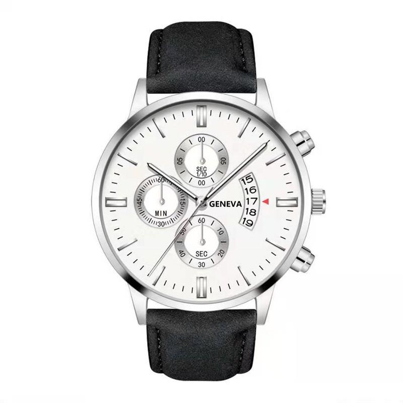 Men'S Fake Three-Eye Belt Calendar Casual Fashion Business Quartz Belt Watch One Piece Delivery