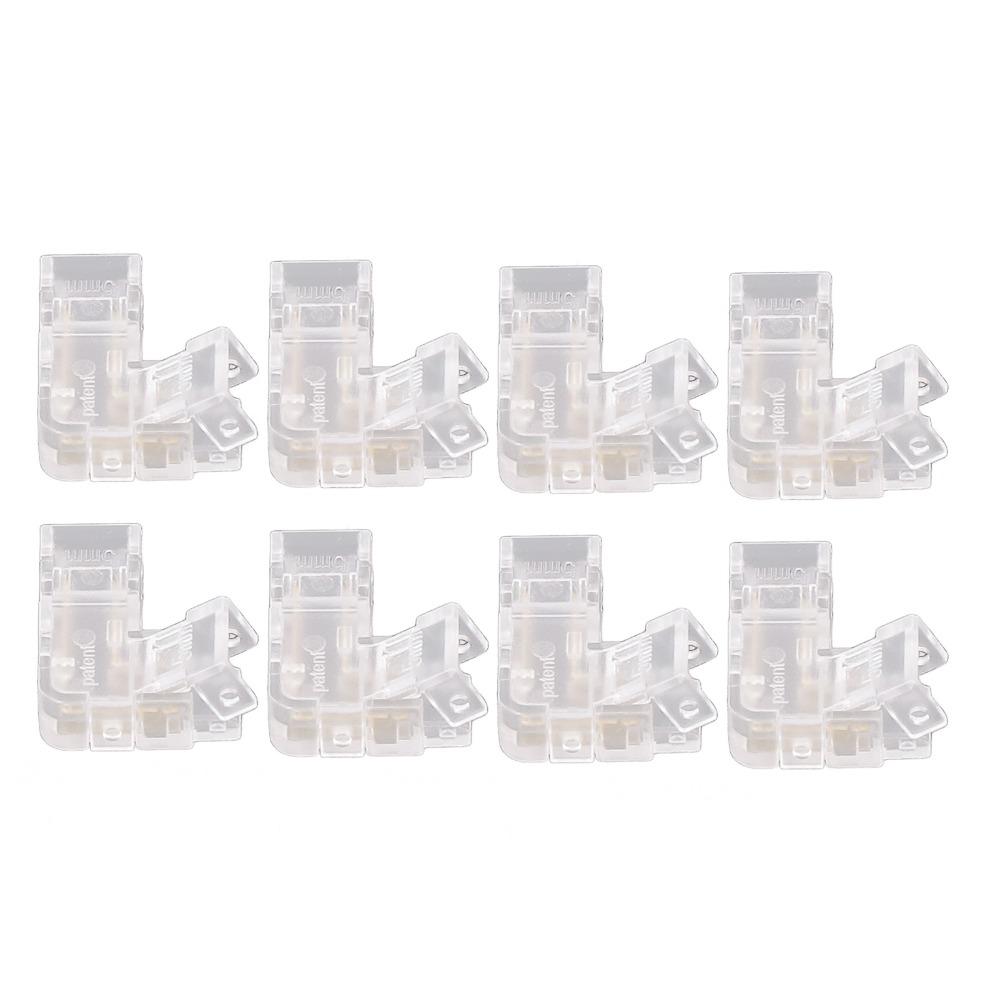 8pcs 5mm LED Strip Light Connectors Transparent 2 Pin Light Connectors  For DIY Home Projects