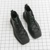 Fashion High Quality Round Toe Thick Soled Anti Slip Outdoor Boots for Autumn Men Comfortable Lace Up Side Zipper High Top Leather Shoes