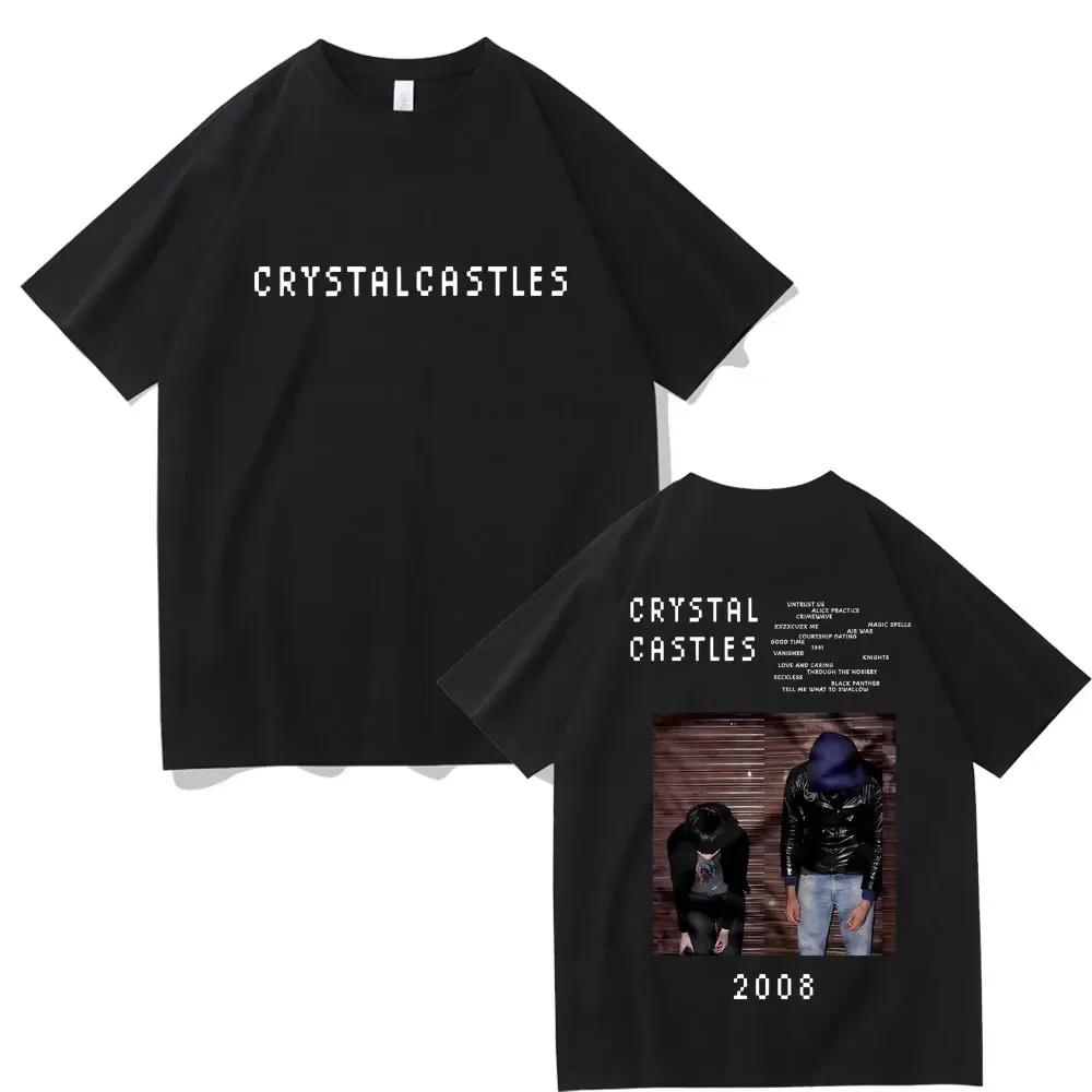 Crystal Castles Doppelseitig Bedruckte T-Shirts Unisex Wounisex Hip Hop Rock Übergroße T-Shirts Herren Gothic T-Shirt Unisexs Vintage T-Shirt B