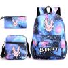 Popular Novelty Cool Bad Bunny Print 3pcs/Set Pupil School Bags Laptop Daypack Backpack Inclined Shoulder Bag Pencil Case