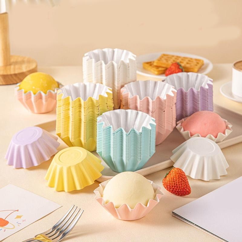 Pack of 50 Safe Food Grade Paper Cake Holders Greases Proof Cupcake Liners Holiday Party Mini Paper Baking Cups