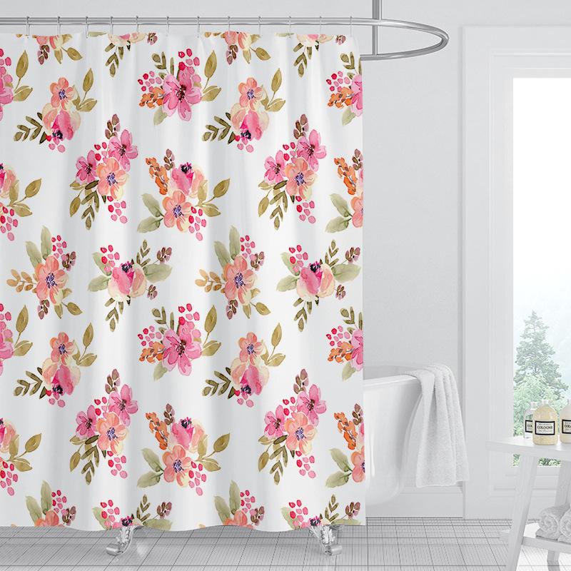 JINRUN Badezimmer verdickter wasserdichter Vorhang, schimmelfester Duschvorhang, Duschtrennwand-Vorhang, Duschvorhang, Badezimmer-Vorhang, kostenlose Perforation