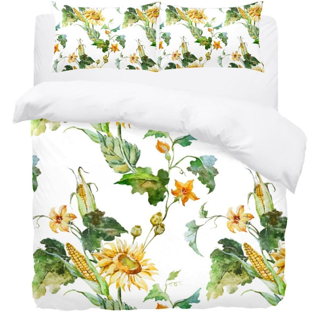 3D Corn Bedding Set 3pcs for Kids Boys Girls Watercolor Corn Pattern Printed Comforter Cover Botanical Polyester Duvet Cover Set