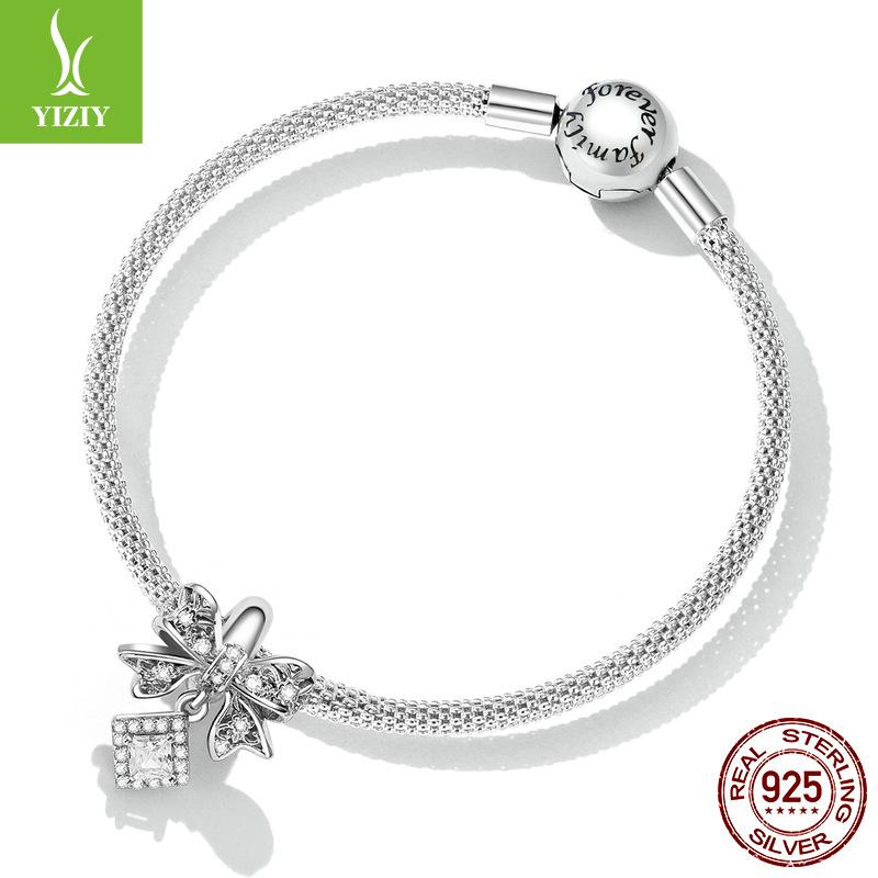 Lace Bow Silicone Ring Positioning Bead Accessories, French Court Style Diy Sterling Silver Beads