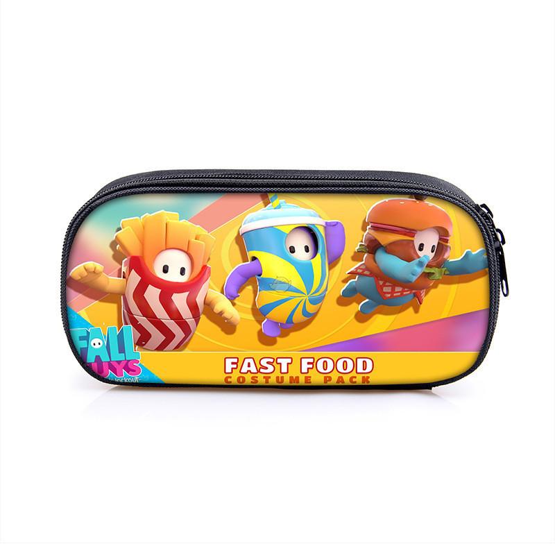 Fall Guys Cartoon Pencil Case For Students With Nylon Material Storage Organizer