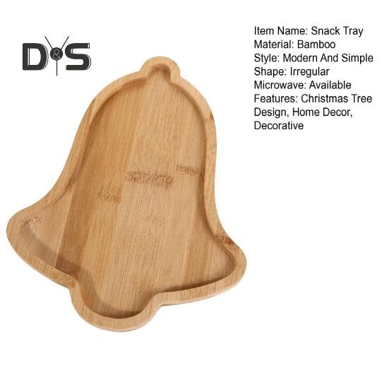 Christmas Snack Tray Bamboo Serving Plate Decorative Platter Nuts Display Desktop Food Tray Modern Home Fruit Bowl Christmas Tree Shape Party Snacks