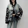 Autumn new splicing sequined velvet sleeves new Chinese style retro stand-up collar denim jacket top women