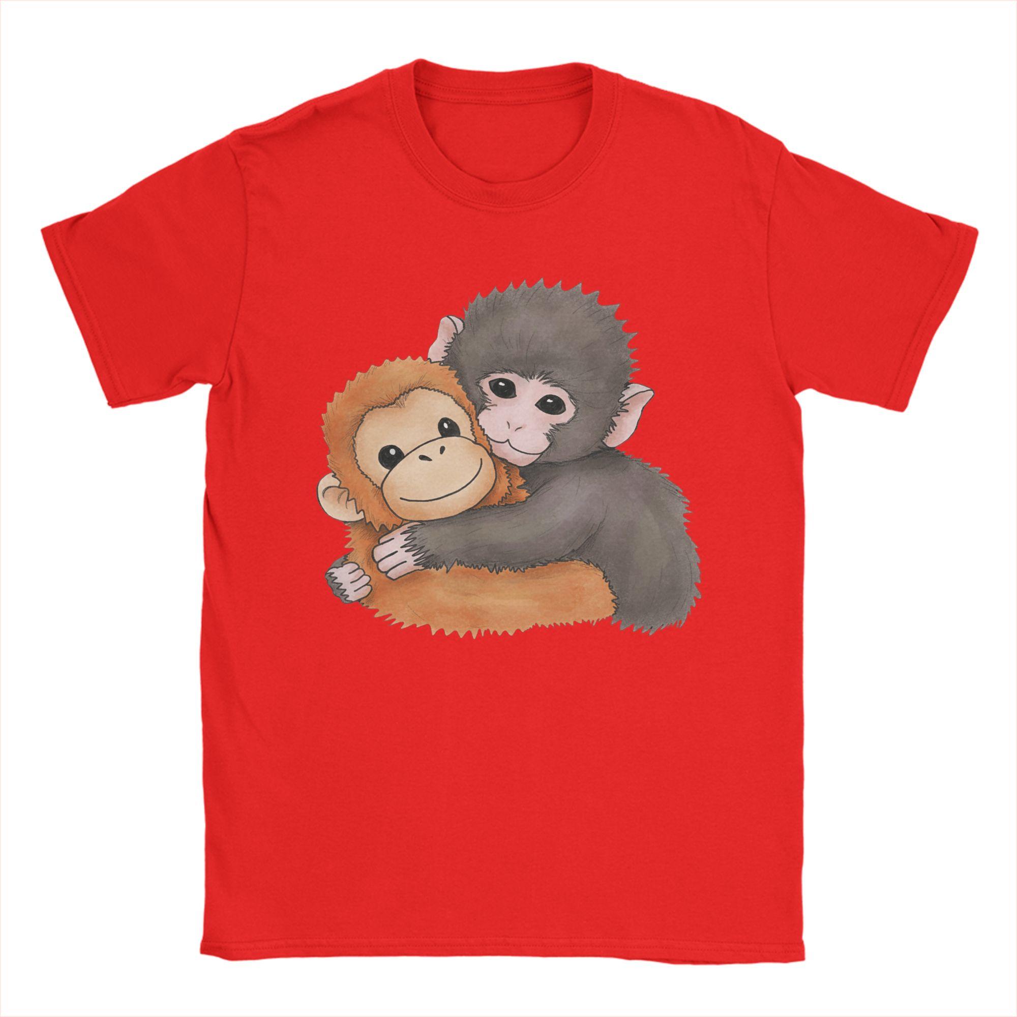 Cute Baby Monkey Named Punch Plush Hugging Pure Cotton TShirt For Unisex Summer Vintage Shirt Oversize Cheap Tops S